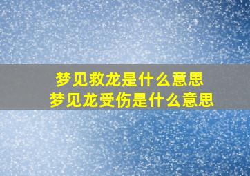 梦见救龙是什么意思 梦见龙受伤是什么意思